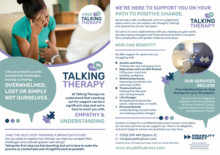 Disability Direct Talking Therapy Flyer