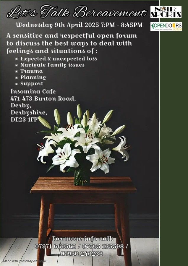 Lets Talk Bereavement - Drop In session flyer