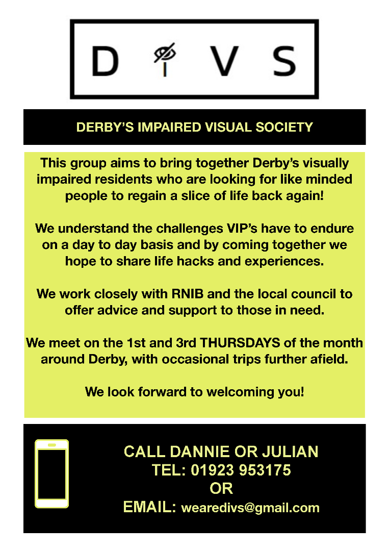 Derby’s Impaired Visual Society & Tech Hub poster - click image for PDF version