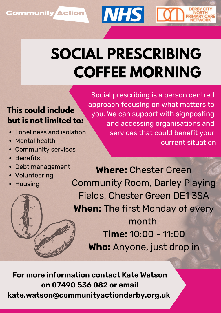 Social Prescribing Coffee Morning - Chester Green poster - click image to view PDF version