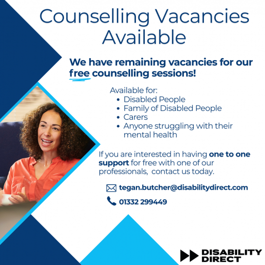 Menu image for Free counselling sessions available at Disability Direct