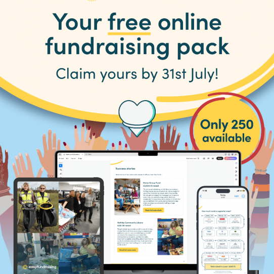 Menu image for easyfundraising: 250 free fundraising packs available!