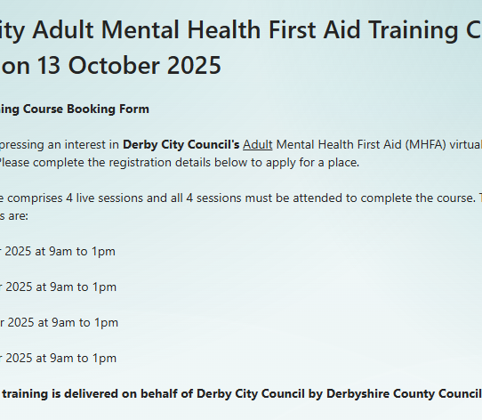 Free Mental Health First Aid course - starting on 13 October 2025