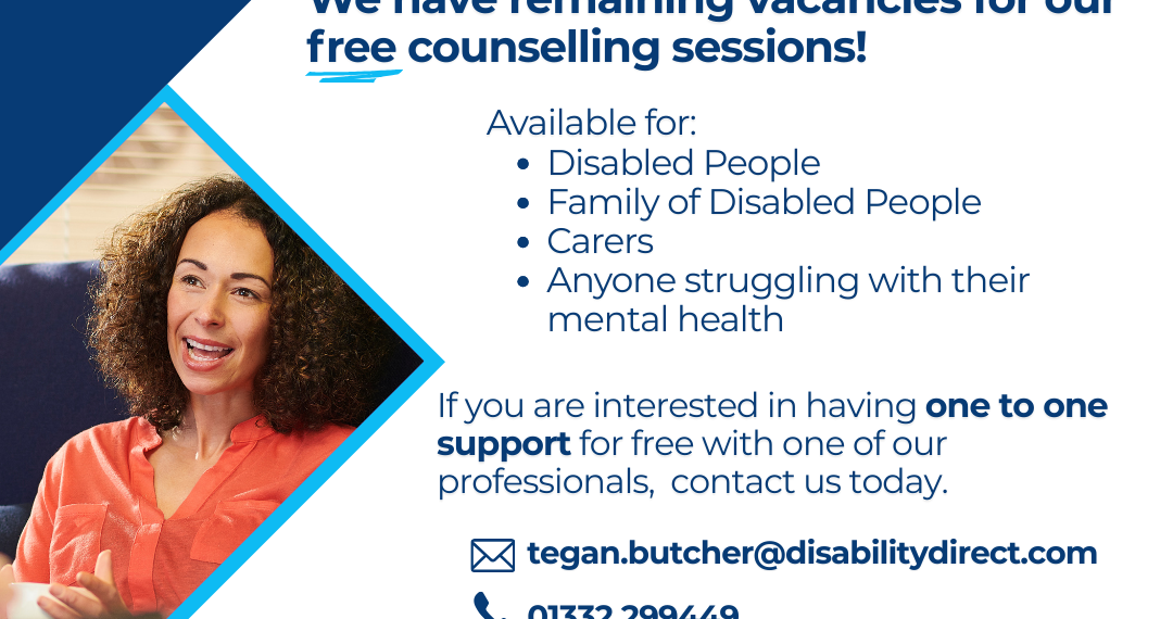 Free counselling sessions available at Disability Direct